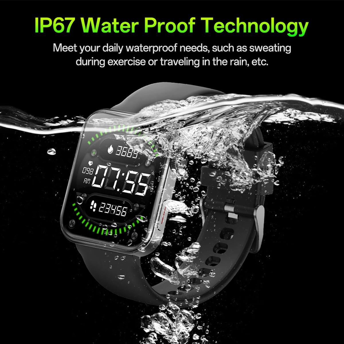 Foom S4 1.91'' Large Screen Smart Watches for Men Women, 100+ Sports Modes Fitness Tracker, Heart Rate/Blood Oxygen/Sleep Monitor, BT5.2 IP67 Waterproof, Compatible with Android & Ios
