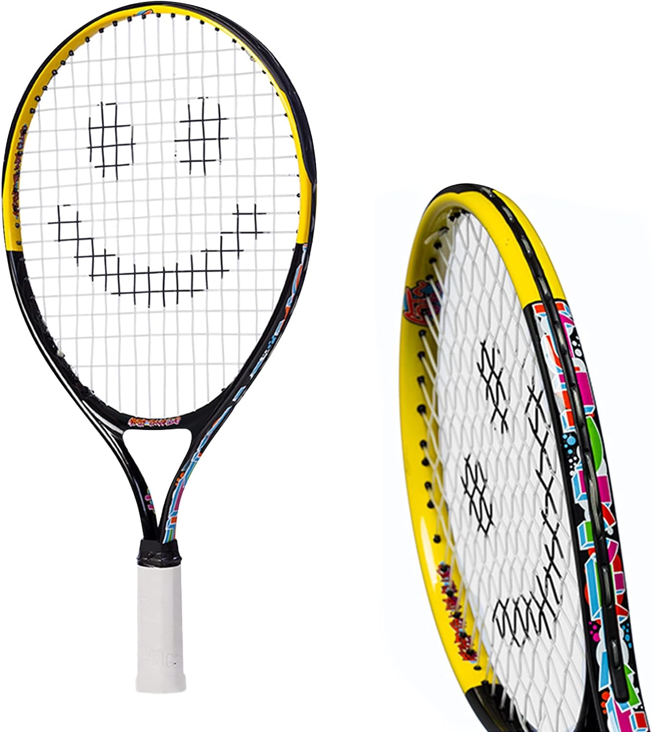 Kids Tennis Racket with Training Videos – Aluminum Youth Tennis Racket with Neoprene Handle for Children Age 5-12 – Learn Faster and Play Better by