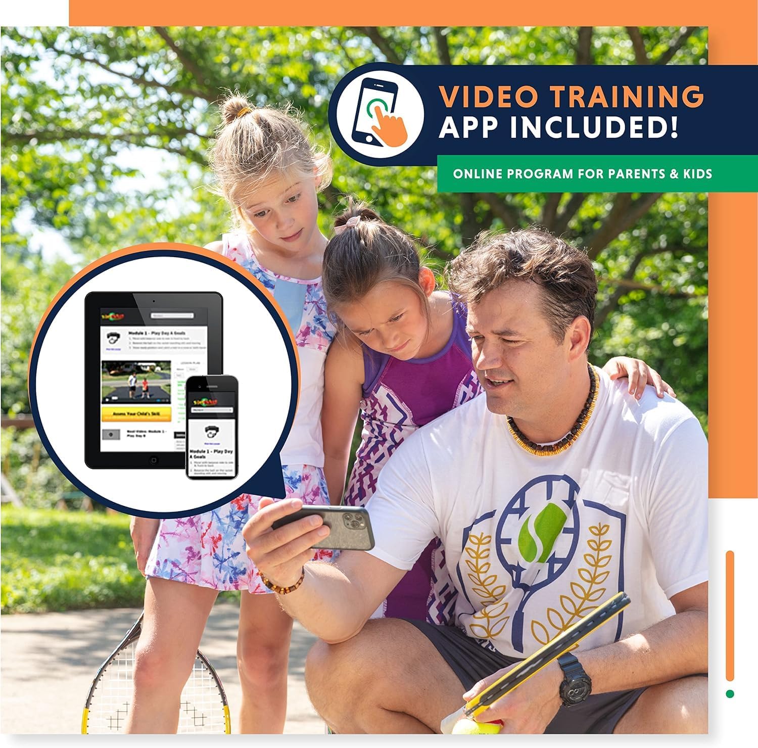 Kids Tennis Racket with Training Videos – Aluminum Youth Tennis Racket with Neoprene Handle for Children Age 5-12 – Learn Faster and Play Better by