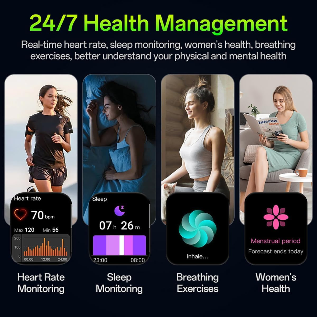 Foom S4 1.91'' Large Screen Smart Watches for Men Women, 100+ Sports Modes Fitness Tracker, Heart Rate/Blood Oxygen/Sleep Monitor, BT5.2 IP67 Waterproof, Compatible with Android & Ios