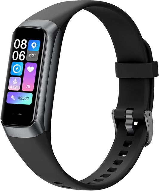 Keep Health Fitness Trackers for Women Men Amoled Step Counter Slim Thin 25 Sports Modes with Heart Rate Blood Pressure Monitor Alarm Stopwatch Timer Calories Burned IP68 Step Tracker Watch